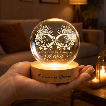 Personalized Infinite Garden Monogram Crystal Ball Lamp